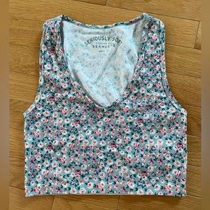 Flower ribbed crop top